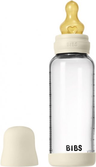 BIBS Fles - Medium Flow - 240 ml - Glas/Latex - Ivory
