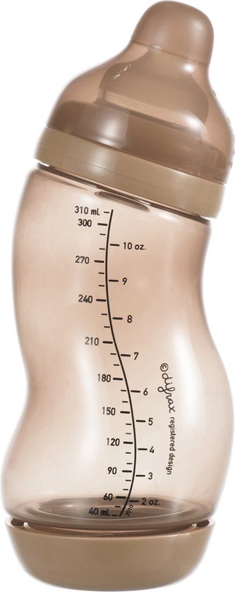 Difrax Brede S-babyfles - 310 ml - Anti Koliek - Lichtbruin - 1 Stuk