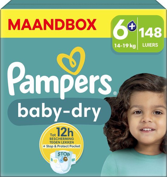 Pampers - Baby Dry - Maat 6+ - Maandbox - 148 Luiers