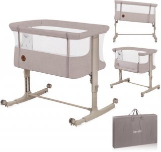 Lionelo Aurora 3in1 Co-sleeper - Babybedje tot 9 kg - Meegroeibed - 4 wielen met rem - Campingbedje – Verstelbare Hoogte – Ademend Gaas – Inclusief Matras & Transporttas – Afneembare Bekleding