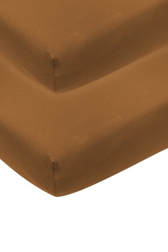 Meyco Baby Uni hoeslaken co-sleeper - 2-pack - camel - 50x90cm