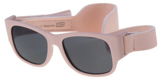 Dudes & Dudettes - babyzonnebril - 3 mnd t/m 12 mnd - met verstelbaar bandje - UV400 bescherming - roze - babyzonnebril rechthoekig