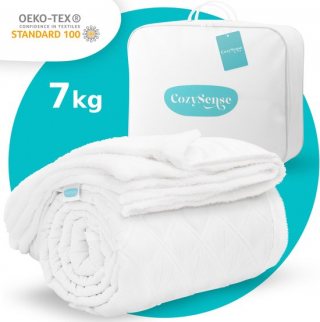 CozySense® Verzwaringsdeken 7 kg - Weighted Blanket - Zwaartedeken met GLASS-Flow® Drukverdeling - Inclusief Wasbare Hoes - 140x200 cm - Wit