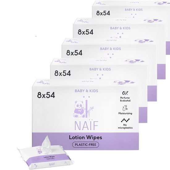 Naïf - XL Plasticvrije Lotion Billendoekjes - 2.160 doekjes (40 stuks x 54 doekjes)