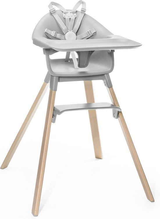 Stokke Clikk Kinderstoel, Cloud Grey - Alles-in-één kinderstoel met dienblad + harnas - Licht, duurzaam, fijn voor onderweg - Geschikt voor 6-36 maanden of maximaal 15 kg
