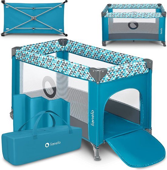 Campingbedje 3 in 1 - Baby Bed / Inklapbare Box / Reisbedje - 60x120 cm - 0-36 maanden / tot 15 kg - MET comfort MATRAS - Zij-ingang met rits - Wielen - Transporttas - Lionelo Stefi Babybed Babybox Ledikant
