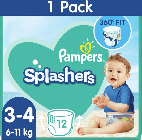 Pampers Splashers - Maat 3-4 (6 tot 11 kg) - Voordeelverpakking 12 Wegwerpbare Zwemluiers
