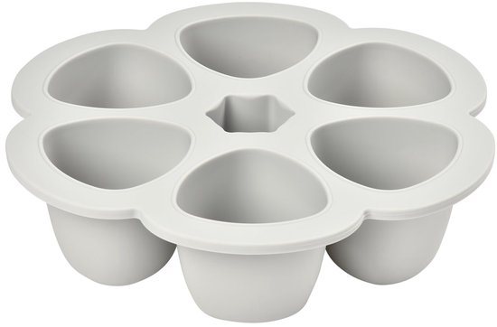 Béaba Siliconen Bewaarschalen - 6 Porties x 150ml - Babyvoeding Bewaren & Invriezen - Hitte- en Koudebestendig - Grijs