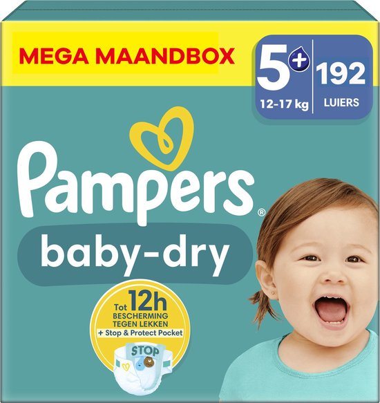 Pampers - Baby Dry - Maat 5+ - Mega Maandbox - 192 stuks - 12/17 KG
