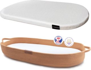 Yunioo Aankleedkussen XL - Verschoonkussen 80cm - Baby Verschoonmand Katoen - Mozesmand incl. 3 cm Dik Matras - Brick