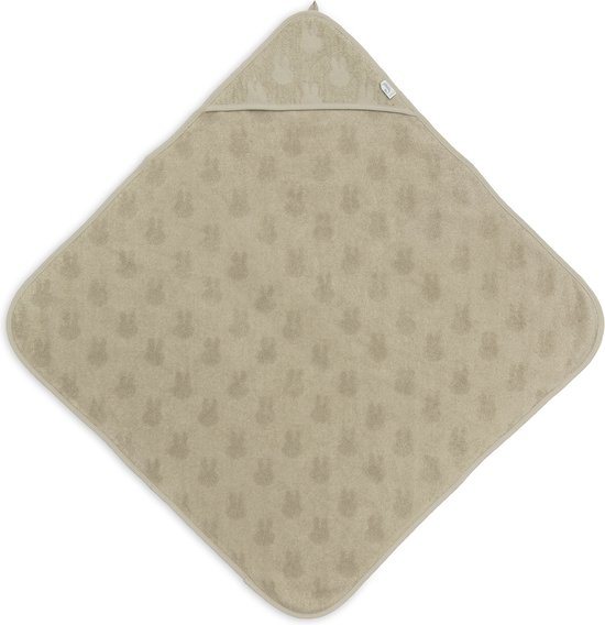 Jollein x Nijntje - Badcape Badstof 75x75cm - Baby Handdoek met Badcape, Omslagdoek, Badponcho Miffy Jacquard - Olive Green