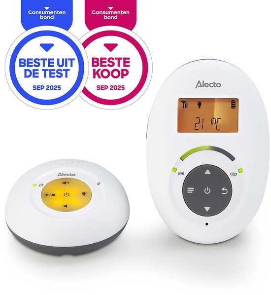 Alecto DBX-125 - Full Eco DECT Babyfoon met Display - Wit/Antraciet