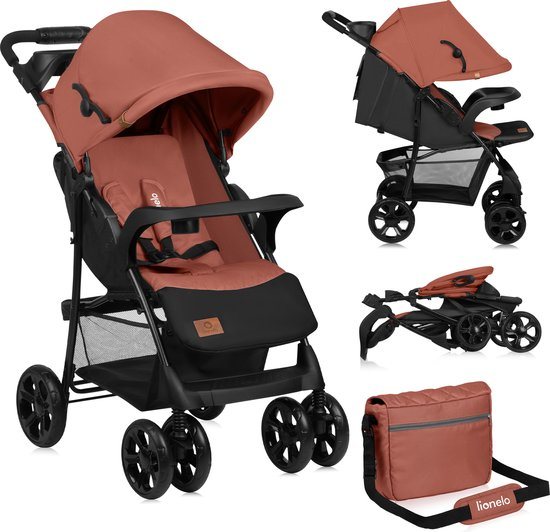 Lionelo Emma Plus - Buggy - Lichte en Duurzame Kinderwagen - 5-Punts Gordel - Rugleuningverstelling tot Ligpositie - Verlengd Luifel met Venster - Grote Mand - Praktische Tas en Organizer - Schokdempers - Geschikt voor Kinderen tot 15 kg