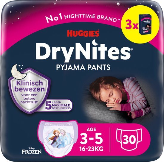 Huggies DryNites luierbroekjes - meisjes - 3 tot 5 jaar (16 - 23 kg) - 30 stuks - voordeelverpakking