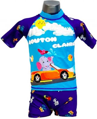 Procean - zwemkleding- voor kinderen - UV-werend - blauwe auto - maat 146