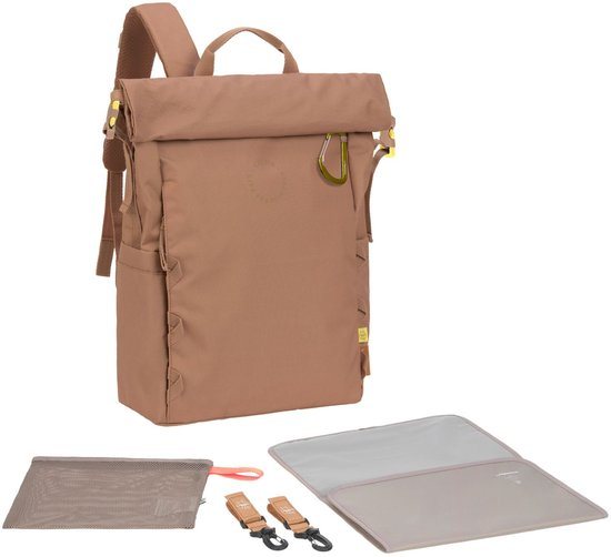 Lässig Luiertas Rugzak met laptopvak Green Label Outdoor Rolltop Backpack 18,4L Almond Lichtbruin