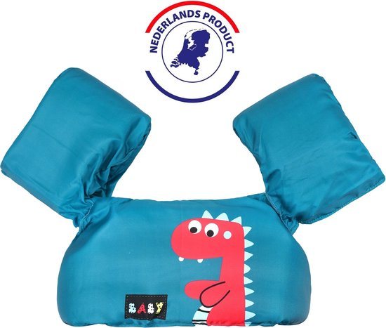 Edmondo Zwemvest kinderen - met Kinderslot / Veiligheidssluiting - Puddle Jumper Deluxe - Dino / Draak - 15 tot 30kg - 2 tot 6 jaar - Zwembandjes - Reddingsvest - Zwemvest kind - Nederlands product - NL handleiding - Inclusief Pop It sleutelhanger