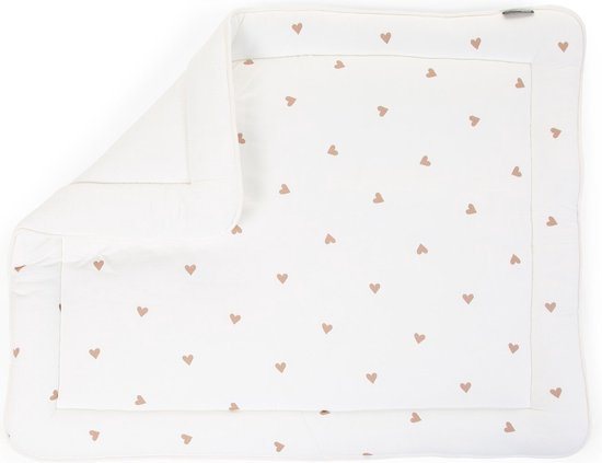 Childhome Boxkleed 75x95 cm – Tetra hartjes – Lichtblauw – Dubbelzijdig – Oeko-Tex – Parklegger & Speelmat