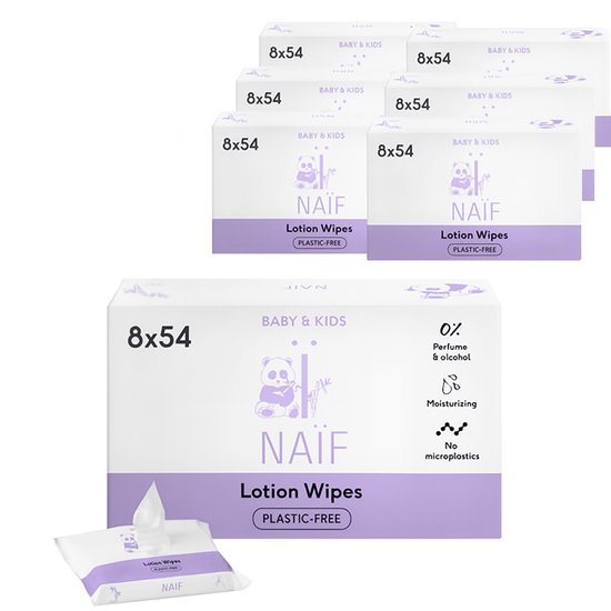 Naïf - XXXL Lotion Billendoekjes - 3.024 doekjes 56 stuks x 54 doekjes