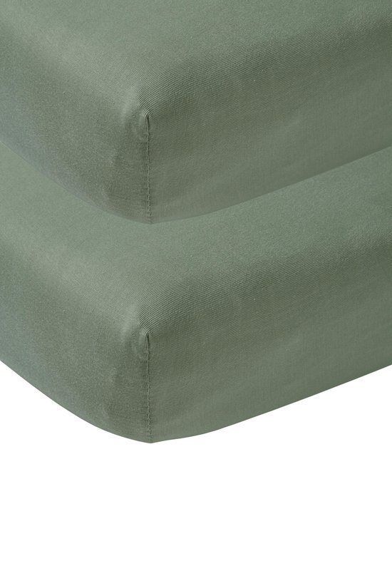 Meyco Baby Uni hoeslaken co-sleeper - 2-pack - forest green - 50x90cm