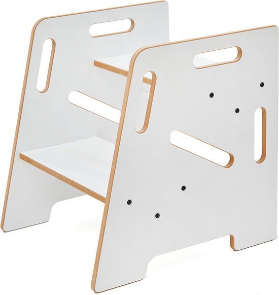 Minera Opstapjes Montessori - Leertoren - Learning Tower - keukentoren - hout WC Krukje - Antislip Opstapje - Leertoren kids - Toilet Krukje - Wit krukje