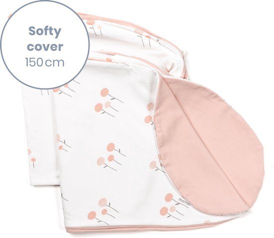 Doomoo Softy Cover - Hoes voor Klein Voedingskussen Softy - Biologisch Katoen -  150 cm - Lollypop Pink