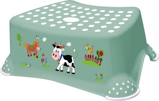 Keeeper Funny Farm Opstapje - Groen - Voor Toilettraining en Tandenpoetsen