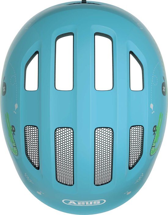 ABUS kinderhelm Smiley 3.0 - fietshelm met diepe pasvorm, kindvriendelijke ontwerpen en ruimte voor een vlecht - voor meisjes en jongens - lichtblauw met krokodillenpatroon, maat S