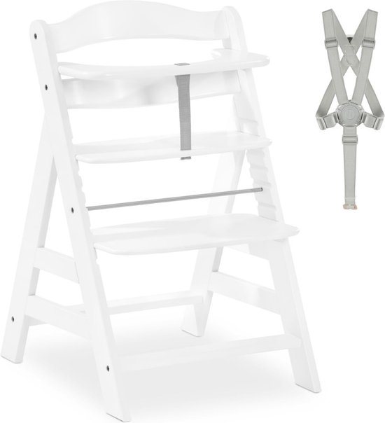 Goodivery - Kinderstoel hout - Babystoel voor aan tafel - Babystoel om in te eten - Eetstoel voor kinderen - Duurzaam beukenhout - 48x56x77 - Wit