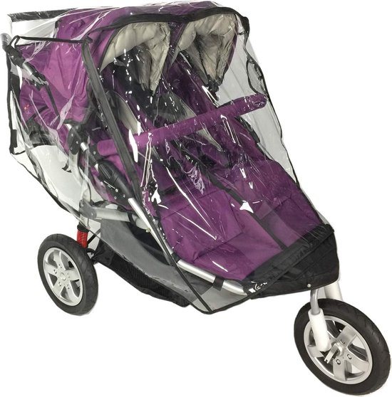 Regenhoes voor dubbele kinderwagen Universele maat weerschild voor kinderwagenaccessoires met dubbele paraplu