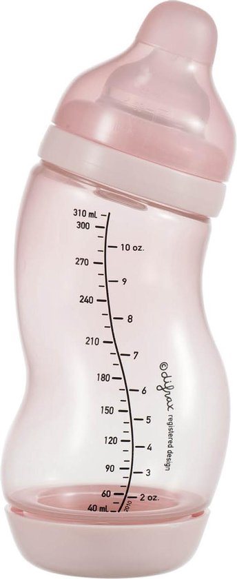 Difrax Brede S-babyfles - 310 ml - Anti Koliek - Lichtroze - 1 Stuk
