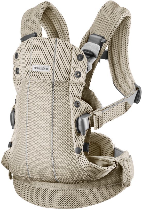 BabyBjörn Draagzak Harmony - 3D-mesh Grijsbeige - Buikdrager - Rugdrager - Ergonomisch - Zachte details