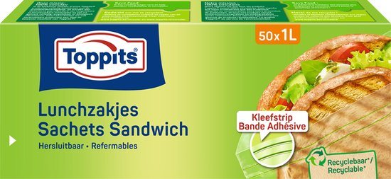 Toppits - Lunchzakjes - Hersluitbaar 1 liter - 50 stuks