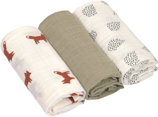 Lässig Hydrofiele luier swaddle doek Little Forest Fox 3 stuks 60x60 cm