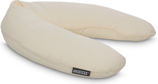 Snoozzz Voedingskussenhoes - Hoes voor voedingskussen zwangerschapskussen - 185 cm - 100% katoen - Champagne