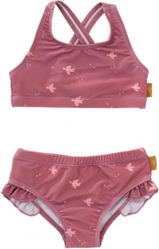 Fresk UV Bikini voor Meisjes - 62/68 - Zwemkleding met UV-bescherming UPF 50 - Sneldrogend - Tweedelig Zwempak - Bikiniset met Ruches - Paars - Swallow