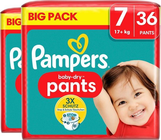 Pampers Baby-Dry Pants maat 7 (17+ KG) - 72 luierbroekjes - 2x 36 stuks