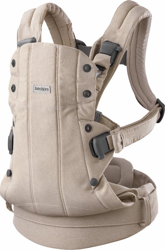 BabyBjörn Draagzak Harmony - Geweven mélange - Lichtbeige - Buikdrager - Rugdrager - Ergonomisch - Zachte details