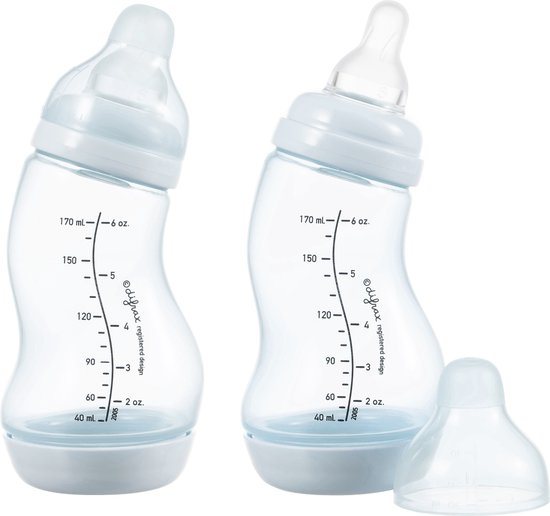 Difrax Babyfles 170 ml Natural - S-fles - Anti-Colic - Lichtblauw - 2 stuks