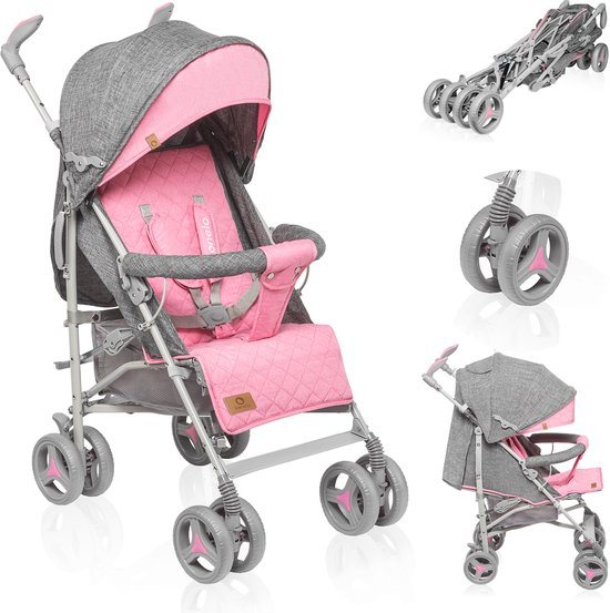 Lionelo Irma - Buggy - Wandelwagen - Duurzame en Lichte 7kg Kinderwagen - Geschikt voor Kinderen tot 15 kg - Geveerde wielen - 360° - van 6 maanden tot 5 jaar - Opbergmand - Verstelbare handgreep - Snel inklapsysteem - Compact formaat - Muskietennet