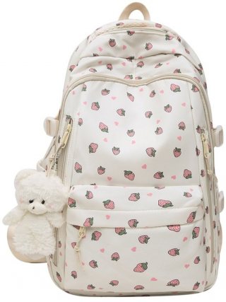 Rugzak – Schooltas meisje - Schooltas Kind – Lichtgewicht Strawberry Print Rugzak – Grote Capaciteit – Waterafstotende Nylon Rugtas voor School & Dagje Uit