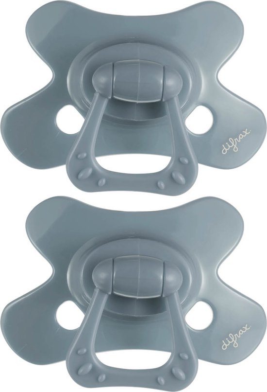 Difrax Natural Fopspeen - 6 tot 12 Maanden - Grijs - 2 Stuks