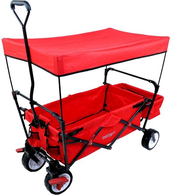 FUXTEC CT350 Wild Cruiser Bolderkar met Dak - Opvouwbaar - 75 kg - Rood - Strand & Kinderen