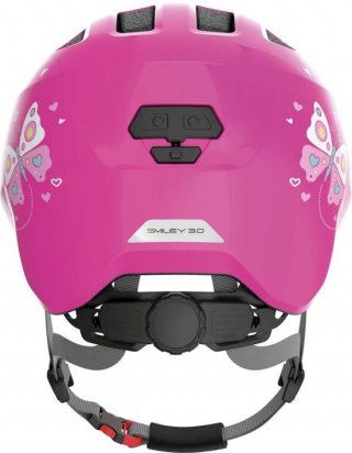 ABUS kinderhelm Smiley 3.0 - fietshelm met diepe pasvorm, kindvriendelijke ontwerpen en ruimte voor een vlecht - voor meisjes en jongens - roze met vlinderpatroon, maat S